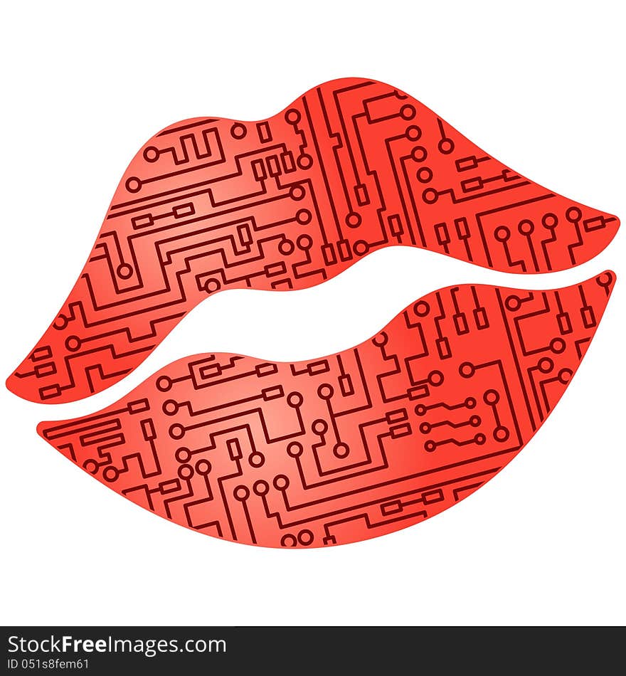 Vector Circuit Board in shape of lips