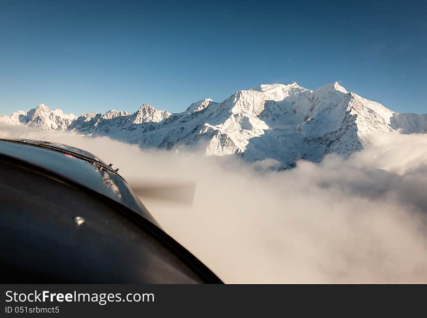 Mont Blanc In Winter From Airplane