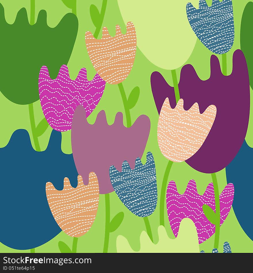 Colorful floral  seamless pattern. This is file of EPS8 format.