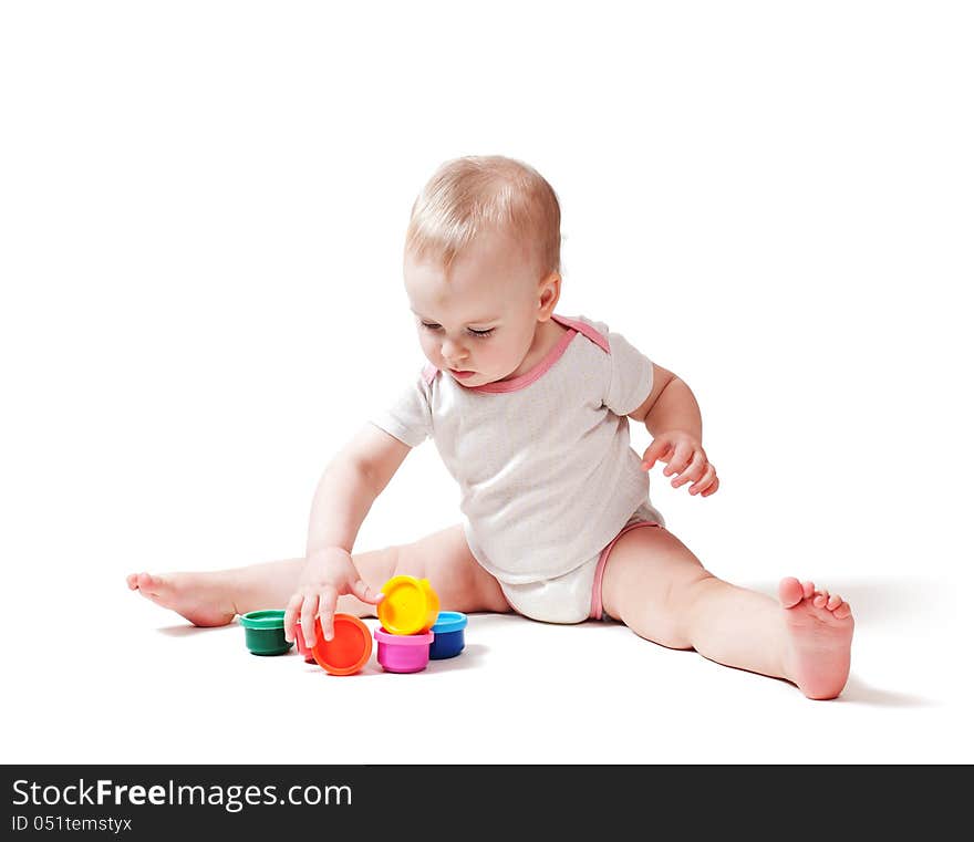 Year-old child playing with paints. Year-old child playing with paints