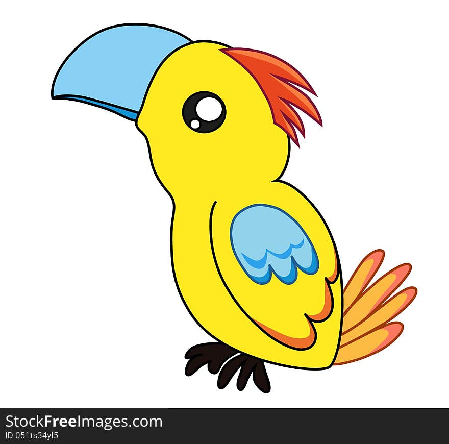 Colorful cute parrot  on white background