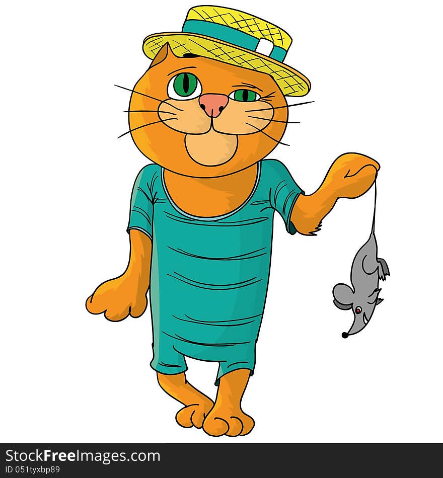 Hilarious cat in a straw hat.