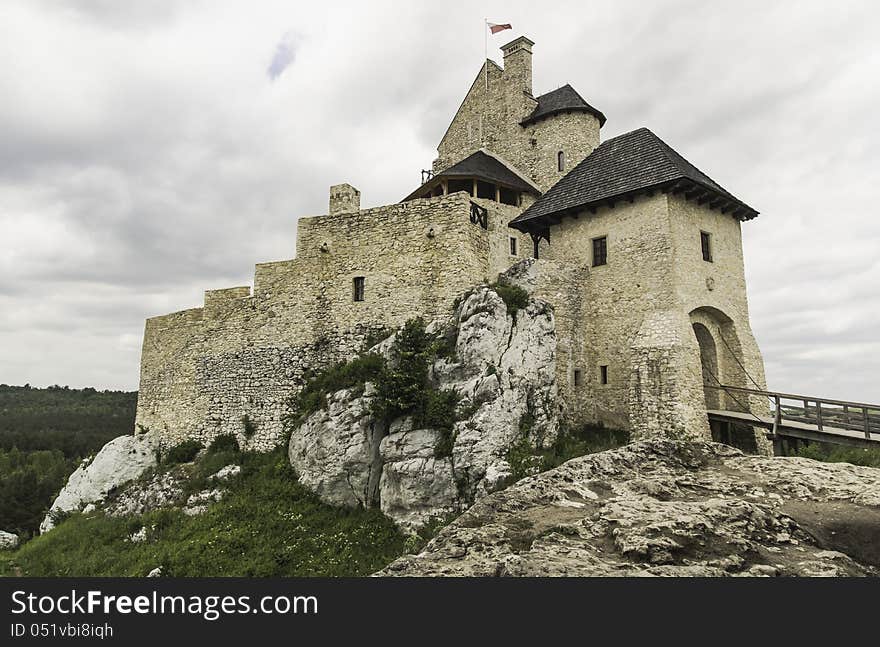 The old castle in the village of Bobolice in Poland. The old castle in the village of Bobolice in Poland