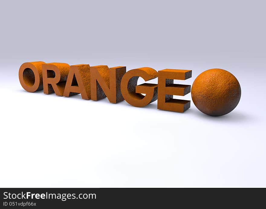 3d text orange on grey background