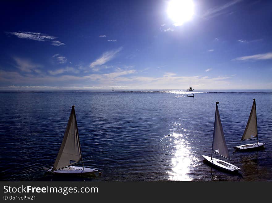 White sailboats