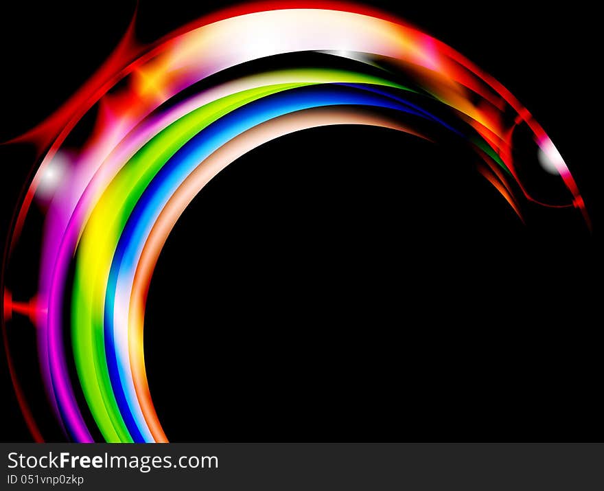 Shape colorful curve on a black background