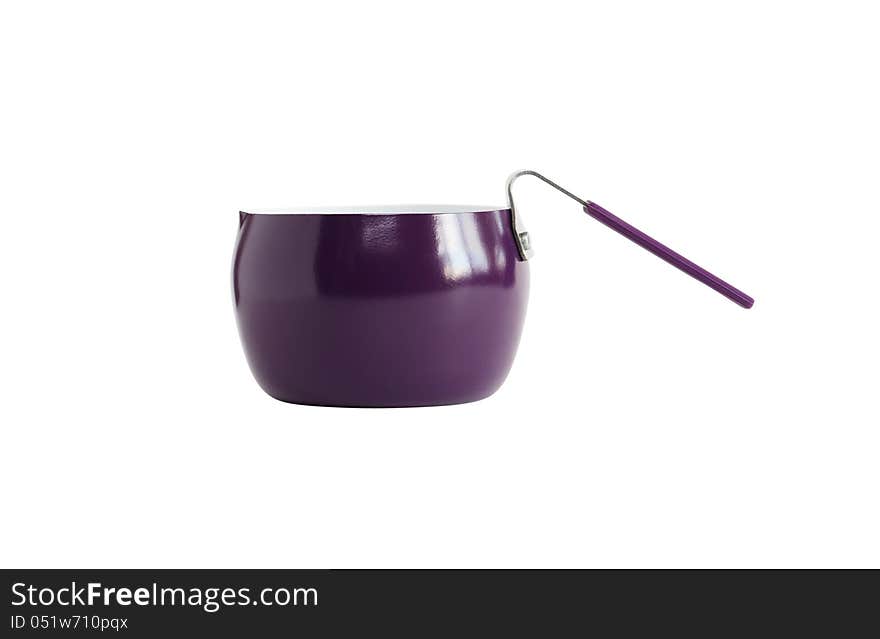 Violet empty metal scoop on white background. Clipping path is included