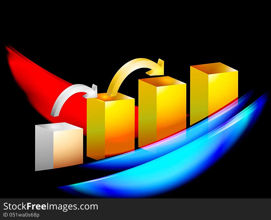 Golden chart business concept on a black background