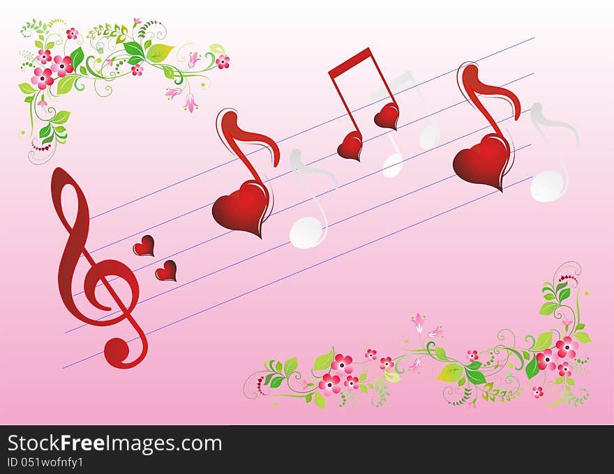 Composition for Valentine's Day, consisting of hearts and flowers. Composition for Valentine's Day, consisting of hearts and flowers