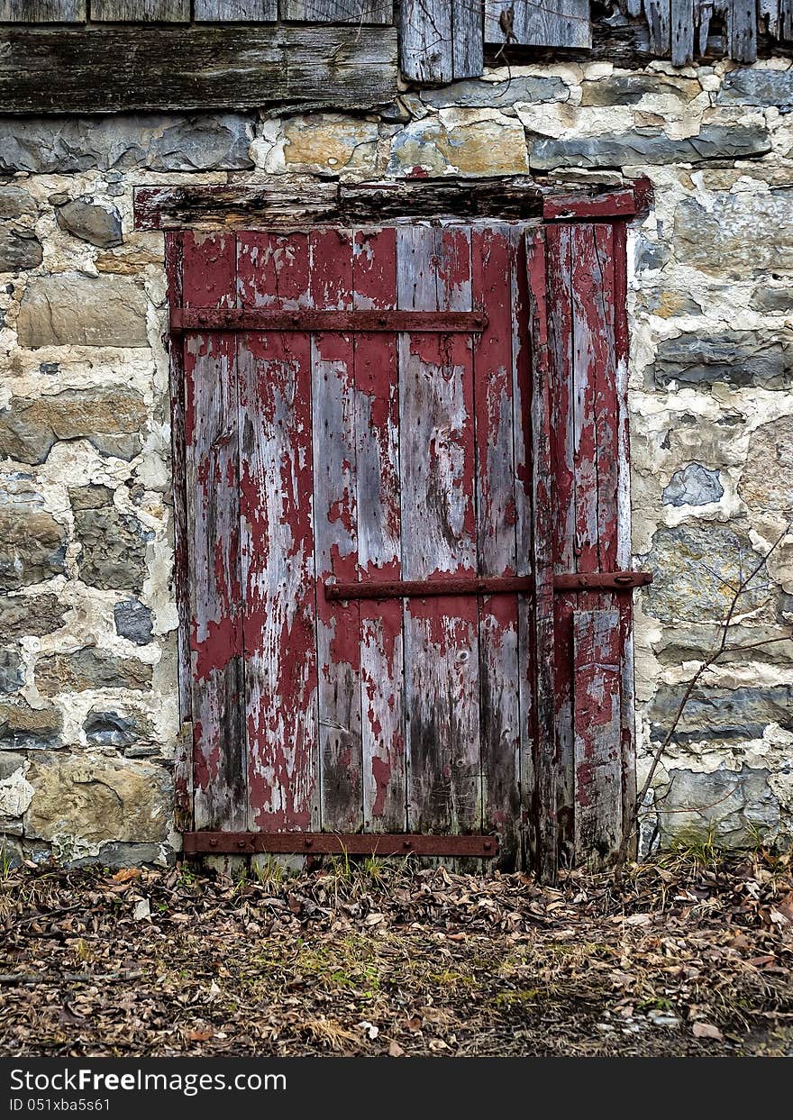 Details of a side door of a barn