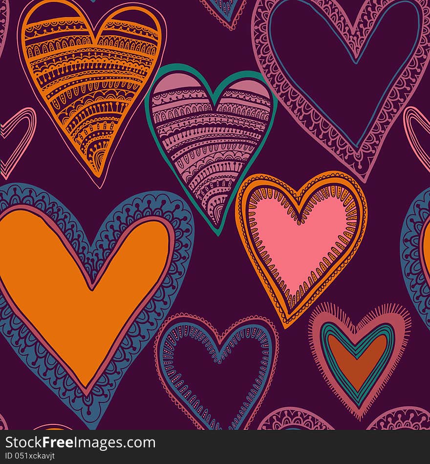 Colorful seamless heart pattern