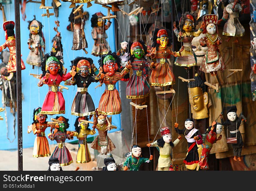 Traditional Nepalese puppets in Kathmandu.