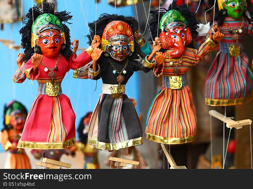 Traditional Nepalese puppets in Kathmandu.