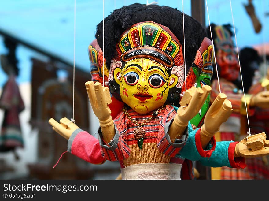 Traditional Nepalese puppets in Kathmandu.