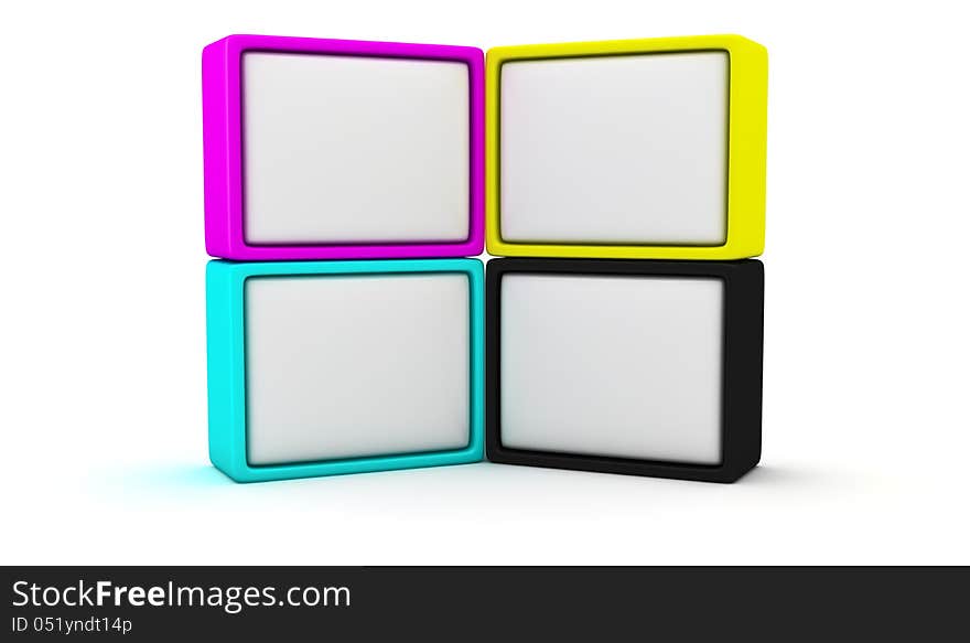 Four blank cmyk panels on the white background. Four blank cmyk panels on the white background