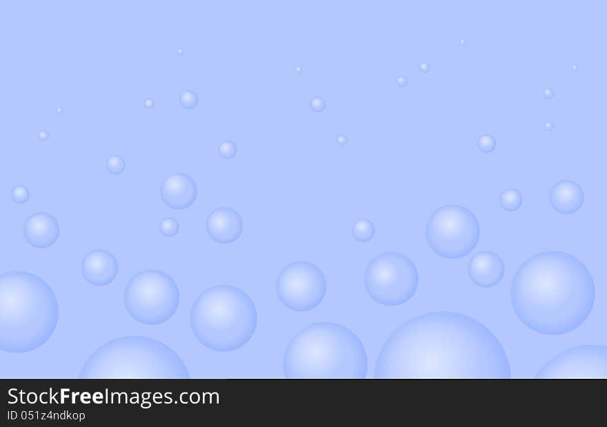 Blue background with many big and small bubbles