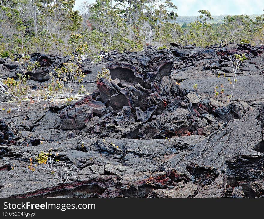 Kilauea volcano,lava flow of 1974 on Big Island, Hawaii