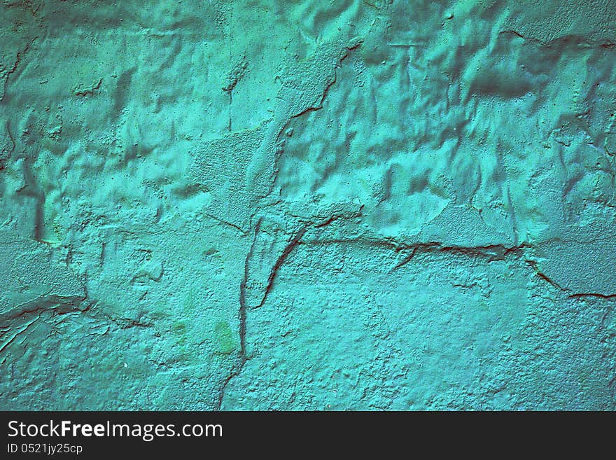 Damaged Painted Turquoise Wall