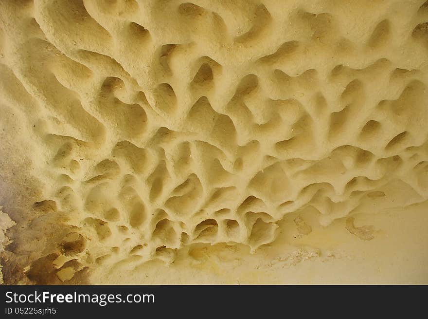 Ceiling of soft sandstone on a cavernous around station Nevsha, Bulgaria. Ceiling of soft sandstone on a cavernous around station Nevsha, Bulgaria