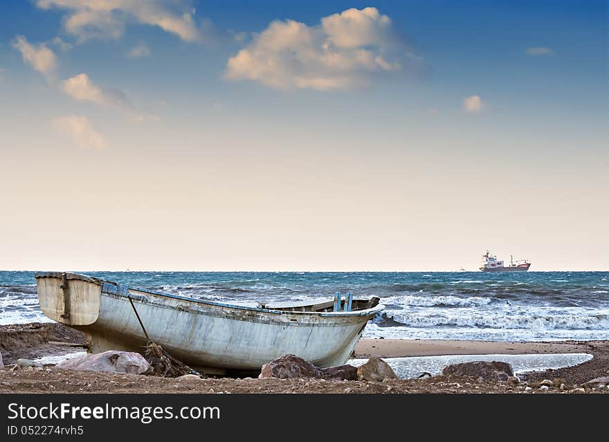 The shot was taken after storm on the beach of Eilat, Israel. The shot was taken after storm on the beach of Eilat, Israel