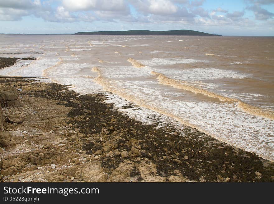 Photographed from Anchor Head. Brean has a fort at the end dating from 1860`s. Photographed from Anchor Head. Brean has a fort at the end dating from 1860`s