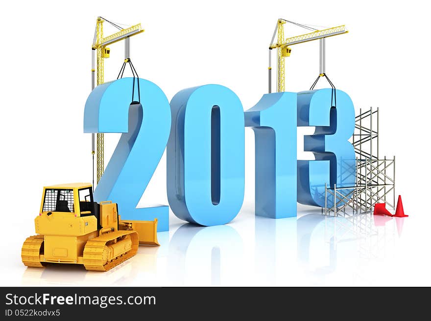 Building, improvement in business or in general concept in the year 2013, on a white background . Building, improvement in business or in general concept in the year 2013, on a white background .