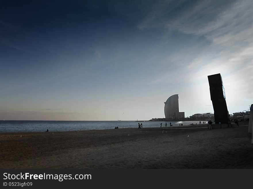 Barceloneta beach in Barcelona. Coast