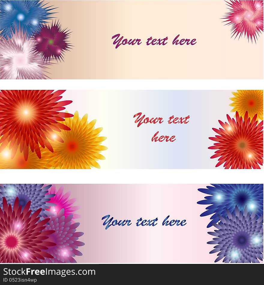 Three floral banners with place for your text