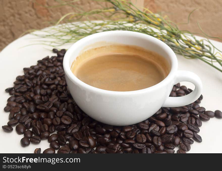 Coffee Cup And Coffee Beans