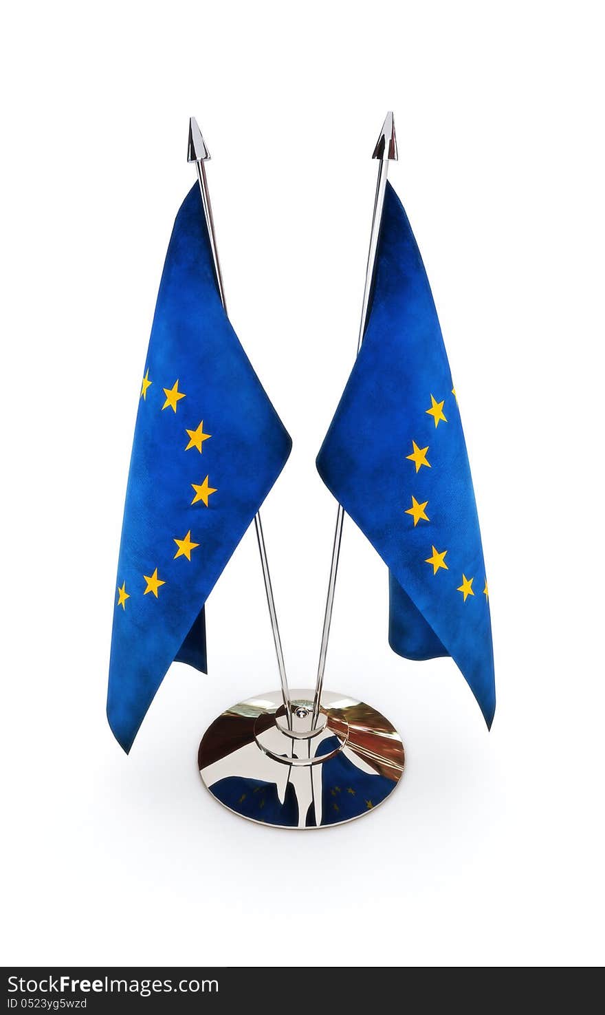 European Union miniature flags isolated on a white background