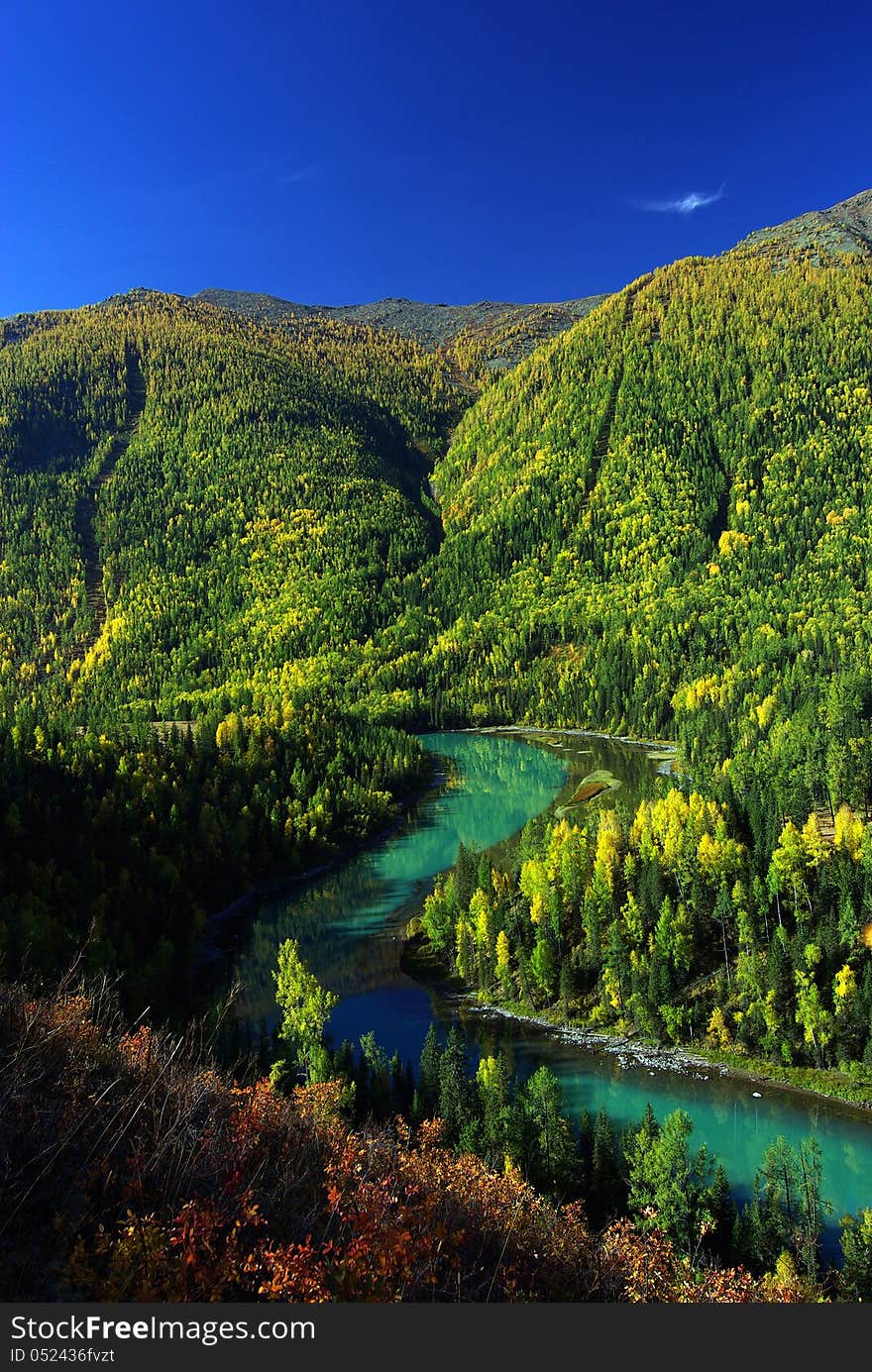 Moon bay in kanas lake china