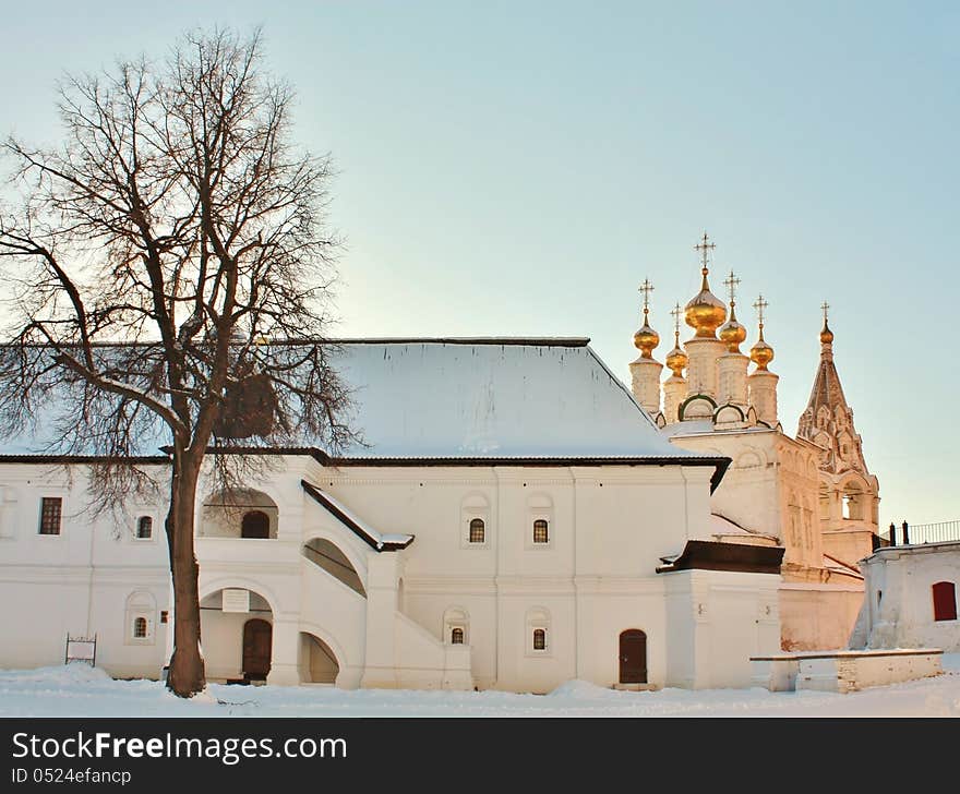 Church and ancient white-stone buildings in Ryazan Kremlin. Church and ancient white-stone buildings in Ryazan Kremlin