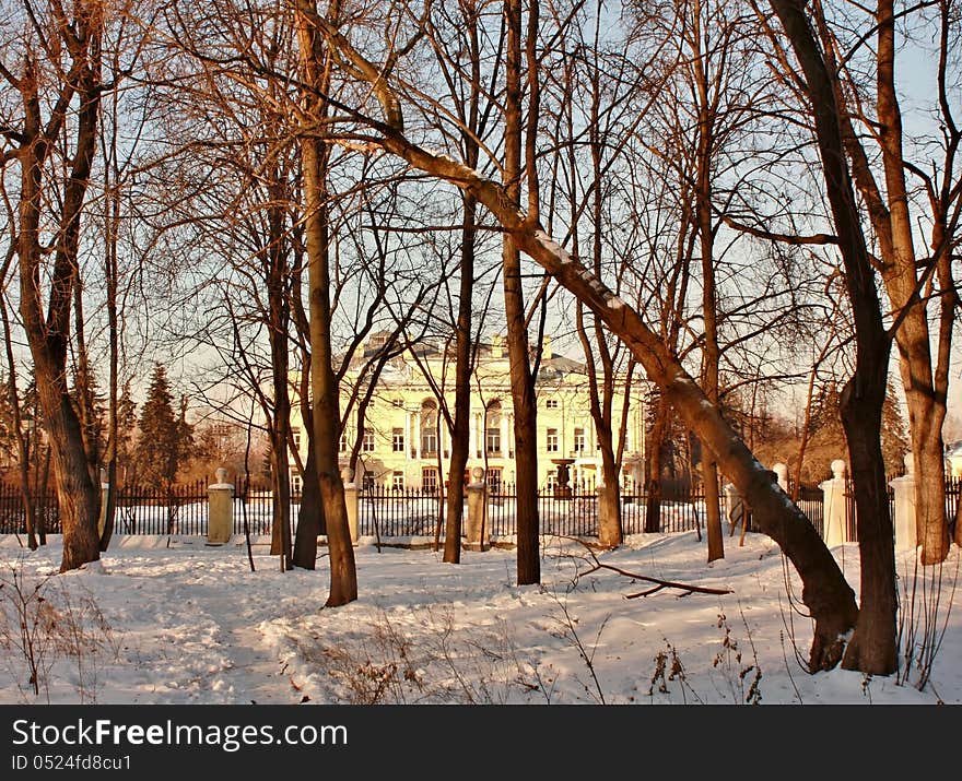 Old-time Estate Among The Leafless Trees