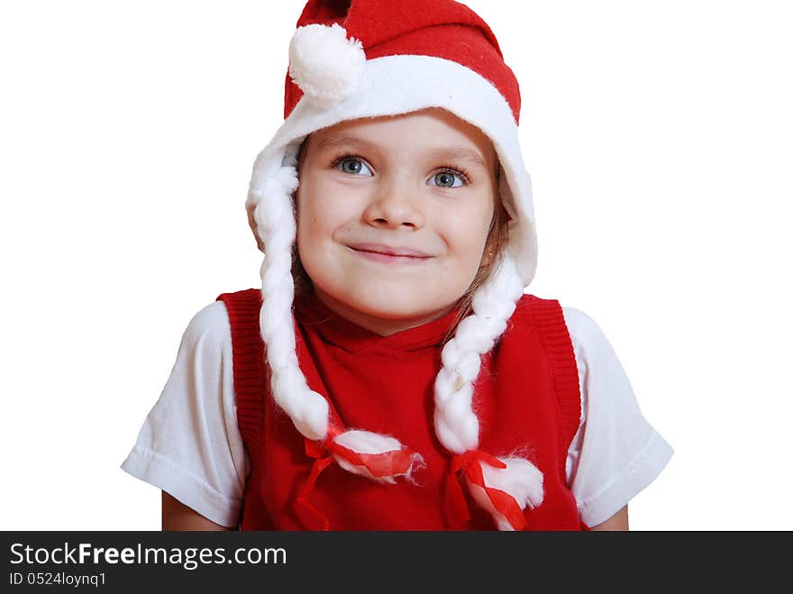 Xmas little girl on white background. Xmas little girl on white background