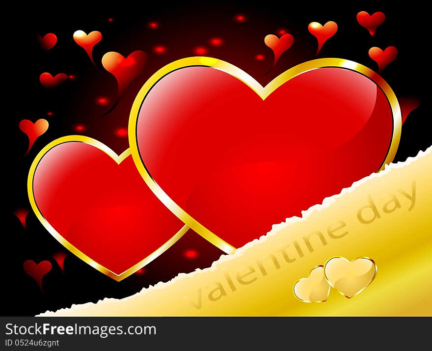 Valentine's day greeting card golden background. Valentine's day greeting card golden background