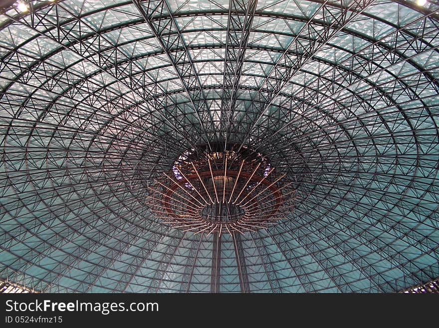 Big roof dome with steel frame structure