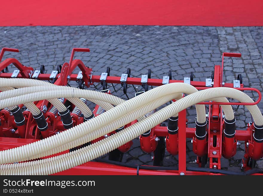 Detail with hoses of agricultural equipment. Detail with hoses of agricultural equipment