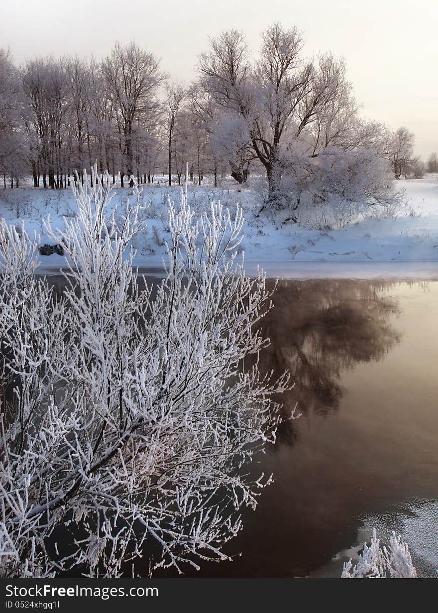 Winter's day on the river Zai-ice drift