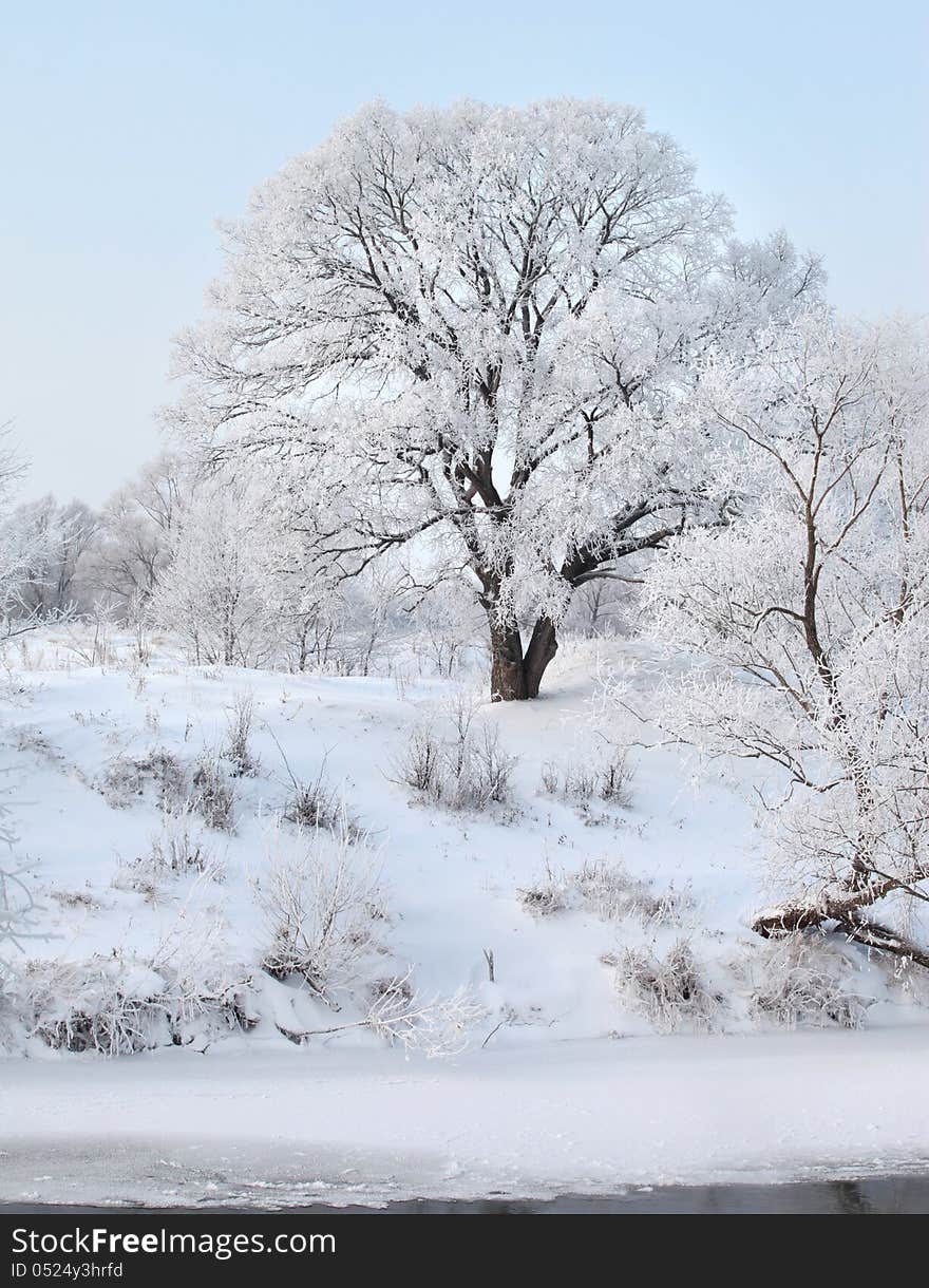 Winter's day on the river Zai-ice drift