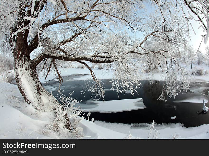 Winter's day on the river Zai-ice drift