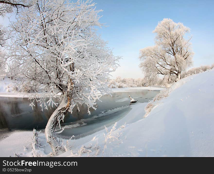 Winter's day on the river Zai-ice drift