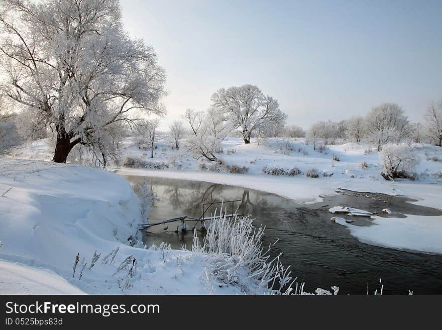 Winter's day on the river Zai-ice drift