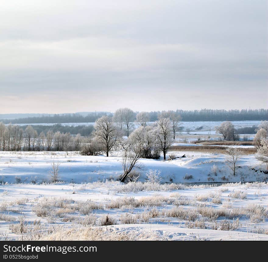 Winter's day on the river Zai-ice drift