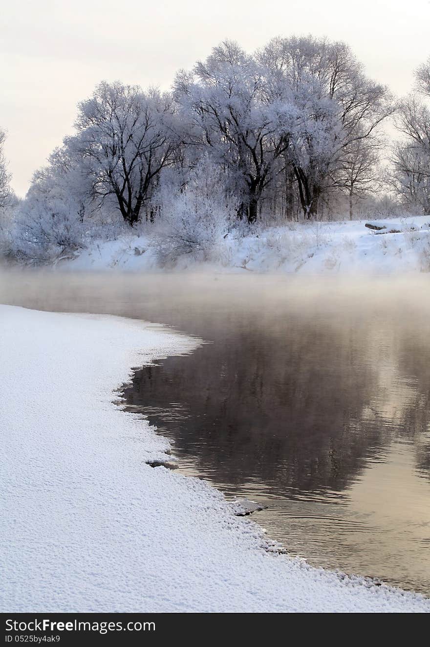 Winter's day on the river Zai-ice drift