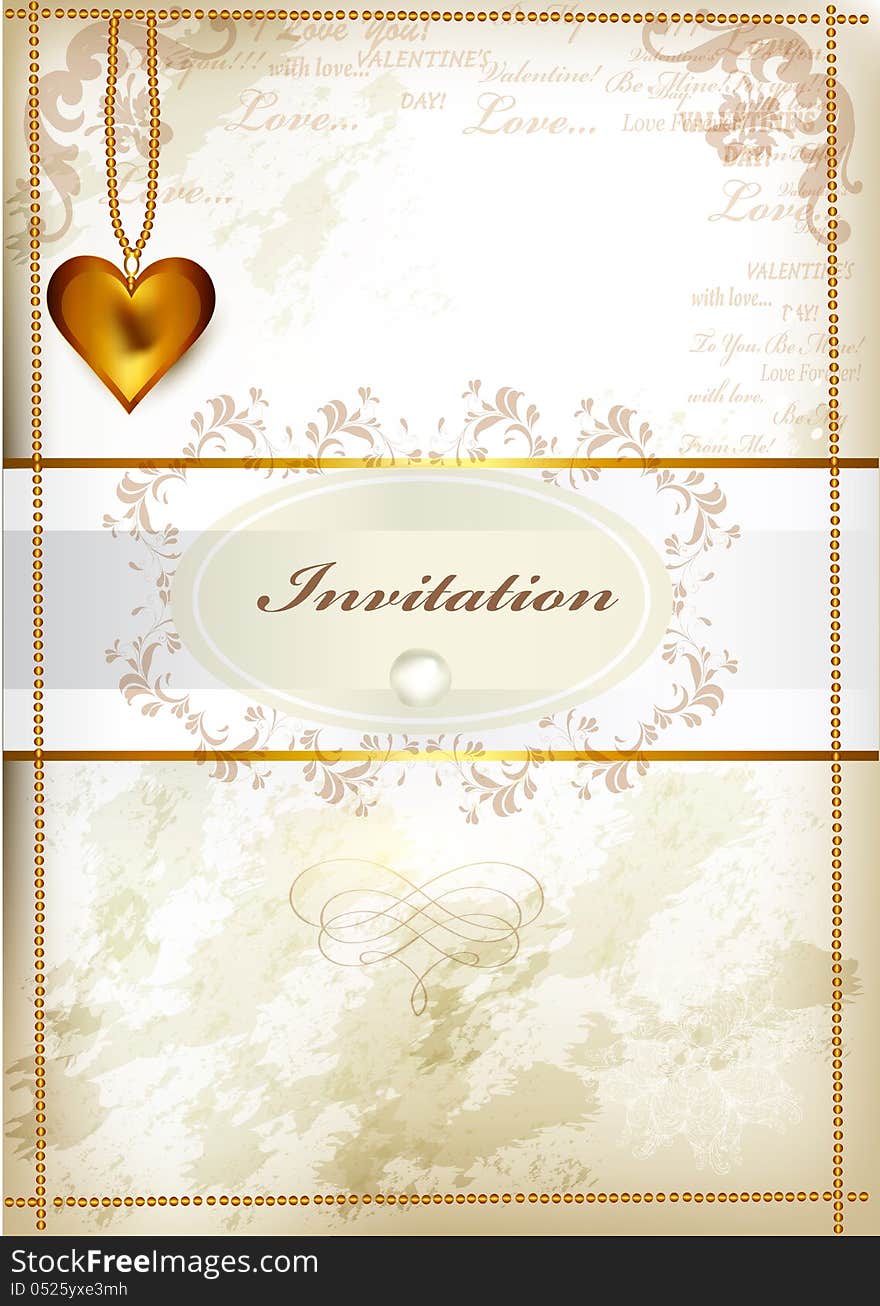 Elegant wedding invitation or valentine s day card in vintage st