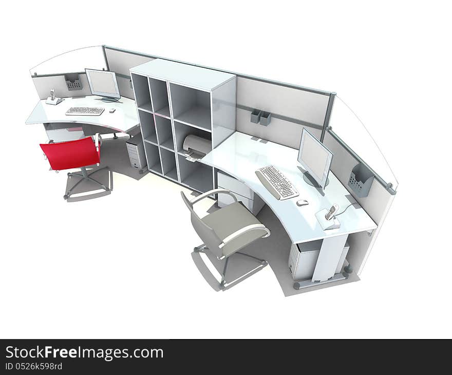 Single office module, high resolution 3d render