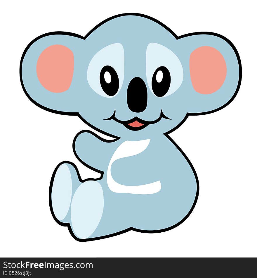 Cartoon koala bear,children illustration for babies and little kids,picture isolated on white background. Cartoon koala bear,children illustration for babies and little kids,picture isolated on white background