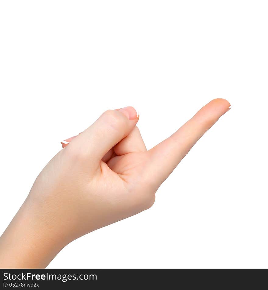 Female hand on the isolated background