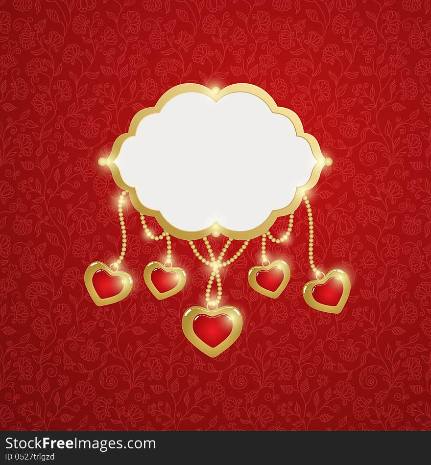 Red Background with hearts.