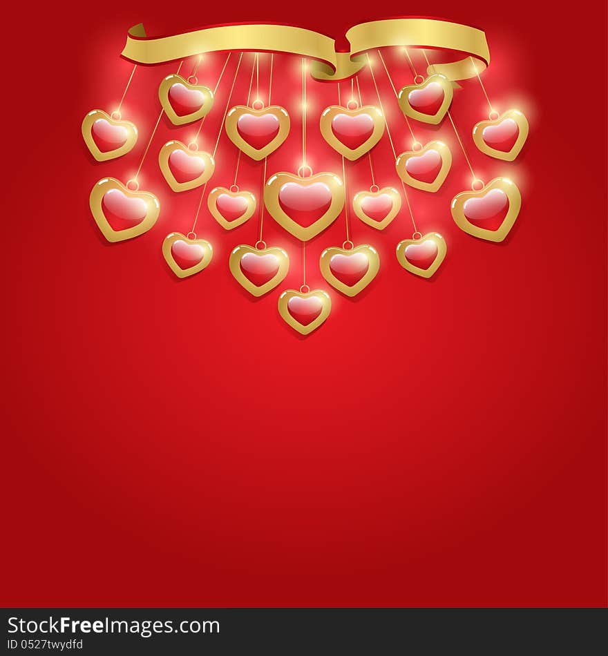 Red Background with hearts.